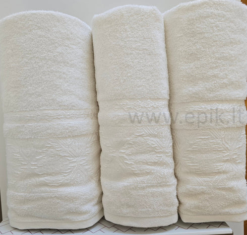 Medvilnės pluošto vonios rankšluosčių rinkinys „Cotton Delux“, pieno baltos spalvos